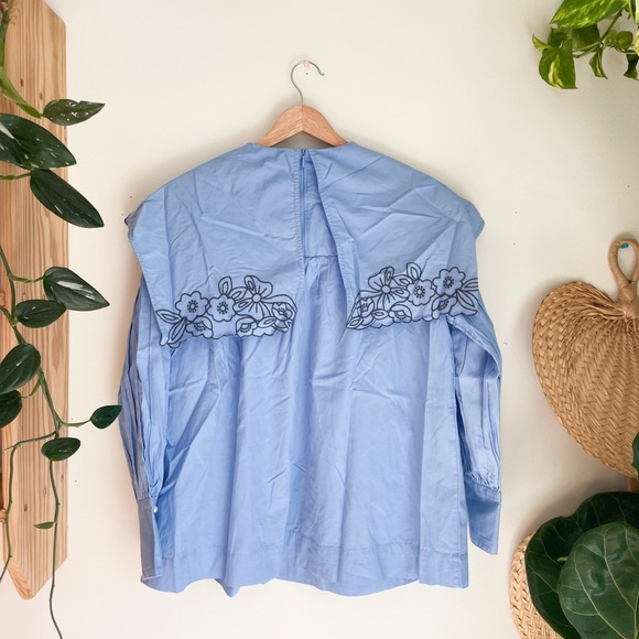 NWT Anthropologie Damson Madder Candy Embroidered Collar Blouse size 2 - Picture 6 of 13